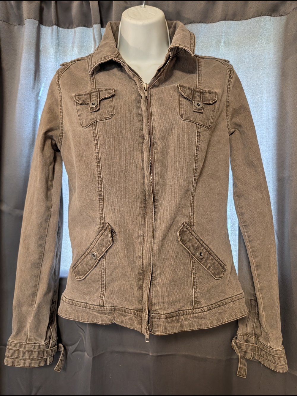 Fox Riders Women's Olive Green Army Jacket Zip Jacket Y2k Vintage
